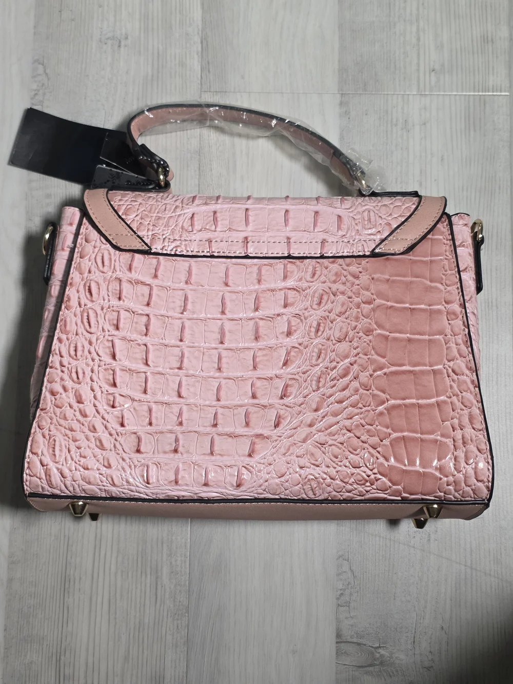 NEW Pink Croc Embossed 2-in-1 Satchel Handbag + Matching Wallet